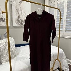 Adorable Burgundy Long Sweater Dress (With Hoodie) !